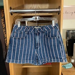Pacsun Red Pinstripe Mom Shorts